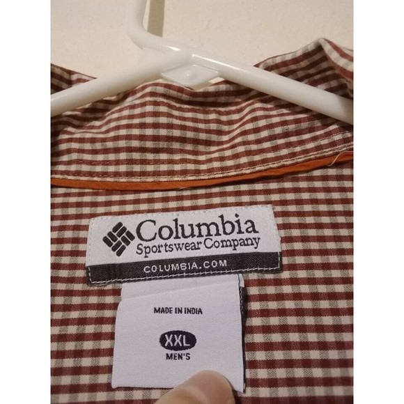 Columbia Men's 2XL Long Sleeve Shirt Button Up Checkered‎ White Brown Gift - Picture 3 of 5